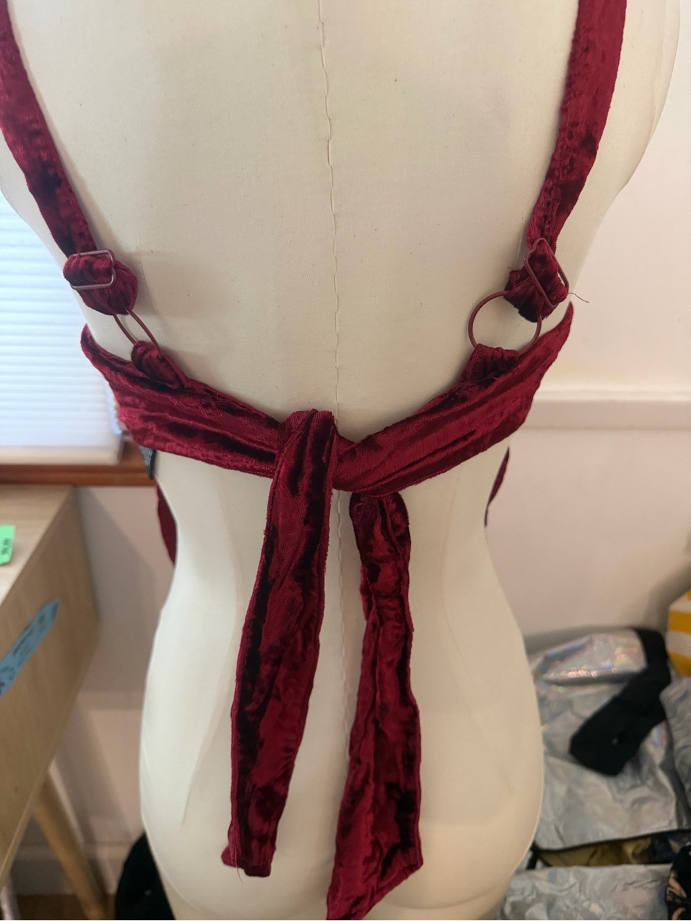 Kimchi Blue Velvet Lace Backless Top in Deep Wine Red - Picture 5 of 5